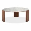 Emil Round Coffee Table, Dark Mango Wood & Grey Marble