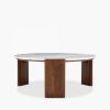 Emil Round Coffee Table, Dark Mango Wood & Grey Marble