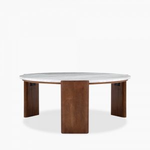 Emil Round Coffee Table, Dark Mango Wood & Grey Marble
