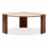 Emil Round Coffee Table, Dark Mango Wood & Travertine