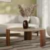 Emil Round Coffee Table, Dark Mango Wood & Travertine
