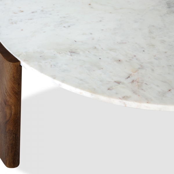Emil Round Coffee Table, Dark Mango Wood & White Marble