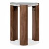 Emil Round Side Table, Dark Mango Wood & Grey Marble