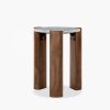 Emil Round Side Table, Dark Mango Wood & Grey Marble