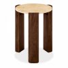 Emil Round Side Table, Dark Mango Wood & Travertine