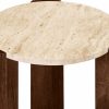 Emil Round Side Table, Dark Mango Wood & Travertine
