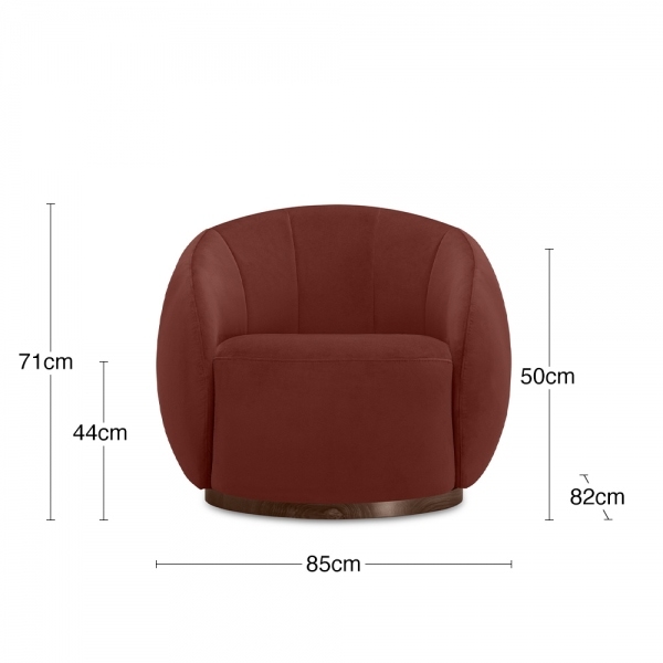 Emile Swivel Armchair, Rust Sustainable Velvet