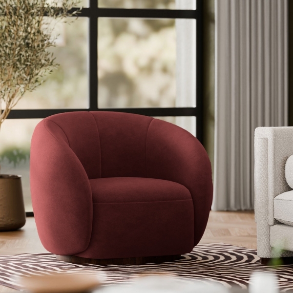 Emile Swivel Armchair, Rust Sustainable Velvet