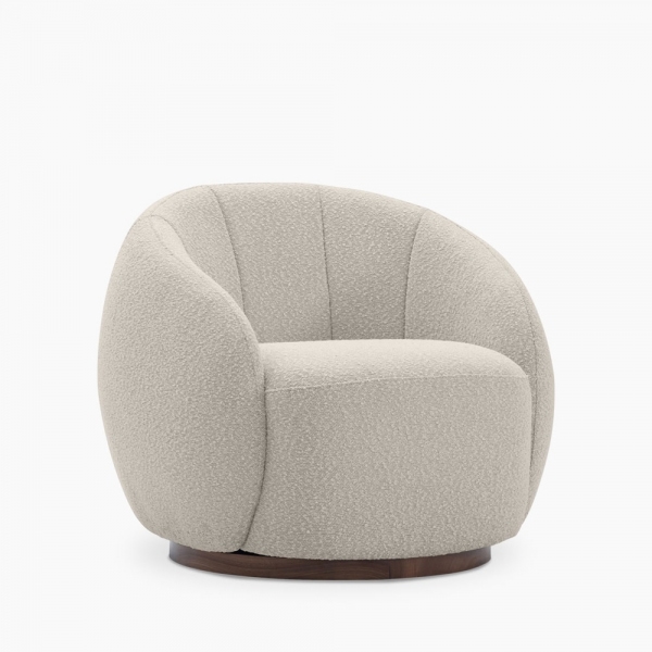 Emile Swivel Armchair, Speckled Stone Sustainable Boucle
