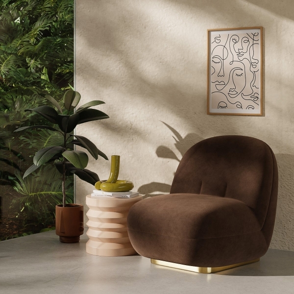 Erin Armchair, Mocha Brown Sustainable Velvet