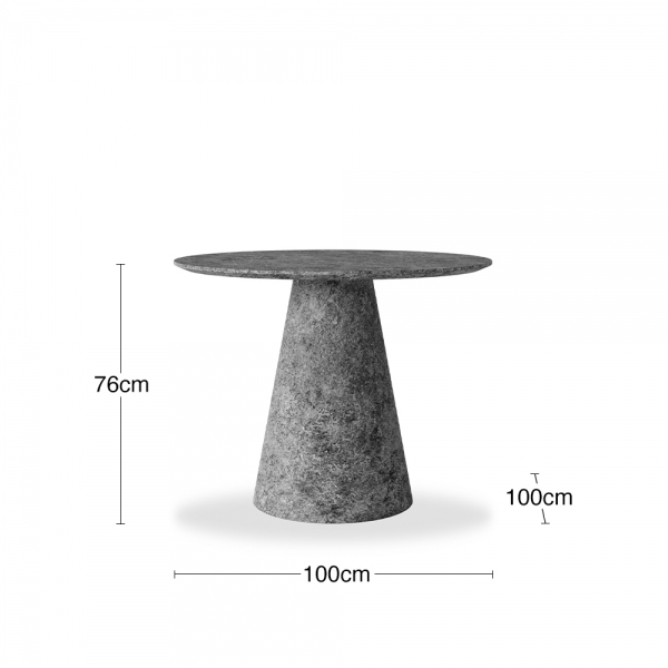 Finnley 4 Seat Round Dining Table, Concrete Effect