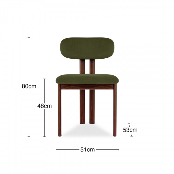Finnley & Arbor 4 Chairs Dining Set, Walnut & Olive Green Sustainable Velvet