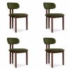 Finnley & Arbor 4 Chairs Dining Set, Walnut & Olive Green Sustainable Velvet