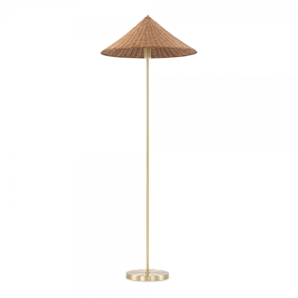 Francia Floor Lamp, Rattan & Brass