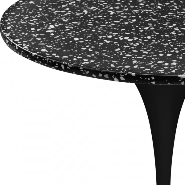 Fulham Round Bar Table, Black Terrazzo & Black