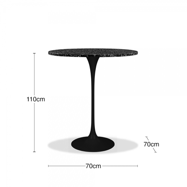 Fulham Round Bar Table, Black Terrazzo & Black