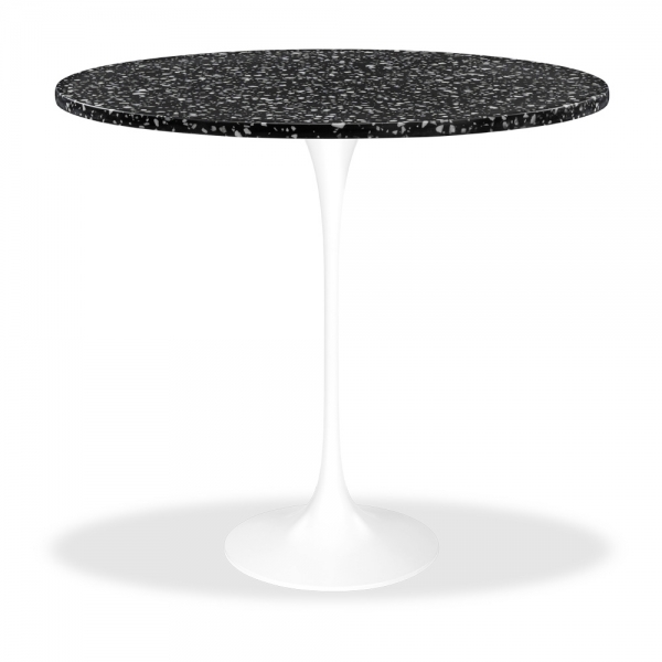Fulham Round Bar Table, Black Terrazzo & White