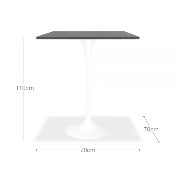 Fulham Square Bar Table, White Marble & Black 70cm