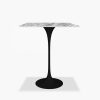Fulham Square Bar Table, White Marble & Black 70cm