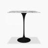 Fulham Square Bar Table, White Marble & Black 80cm