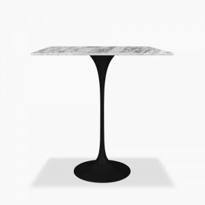 Fulham Square Bar Table, White Marble & Black 80cm