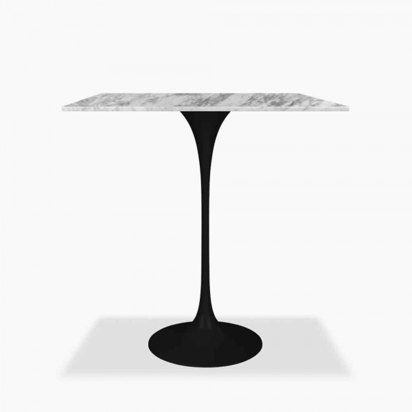 Fulham Square Bar Table, White Marble & Black 80cm