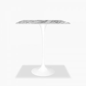 Fulham Square Bar Table, White Marble & White