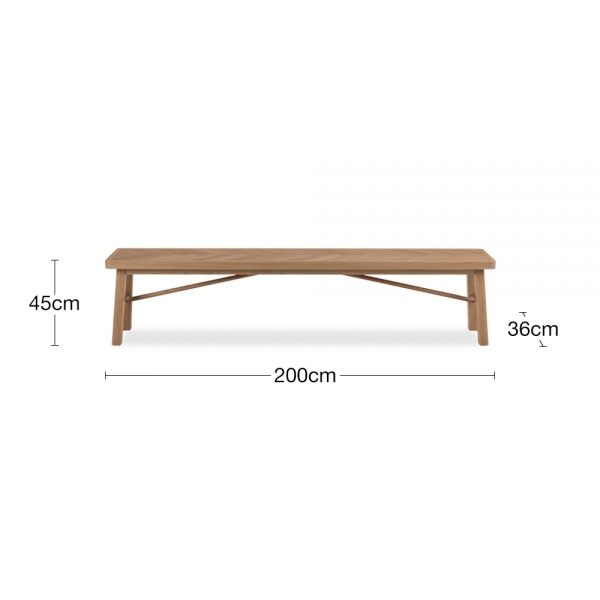 Galway Herringbone Dining Bench, Oak