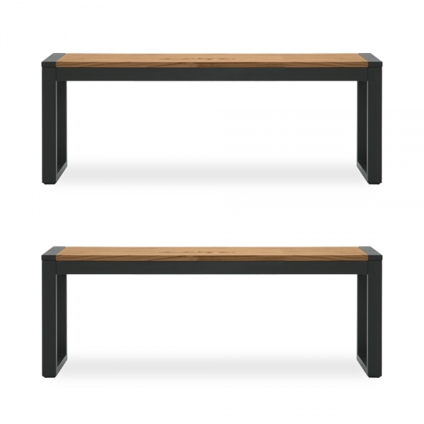 Gastro 2 Bench Dining Set, Elm Wood & Black