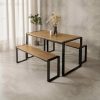 Gastro 4 Seat Wooden Dining Table, Elm Wood & Black