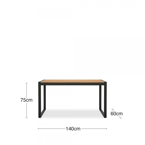 Gastro Wooden Desk, Elm Wood & Black