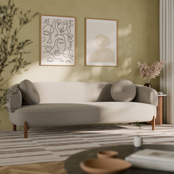 Hallfield 3 Seater Sofa, Speckled Stone Sustainable Boucle