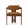 Hallie Carver Dining Chair, Caramel Sustainable Mohair Velvet