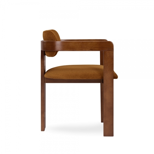 Hallie Carver Dining Chair, Caramel Sustainable Mohair Velvet