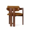 Hallie Carver Dining Chair, Caramel Sustainable Mohair Velvet