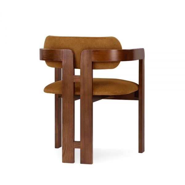 Hallie Carver Dining Chair, Caramel Sustainable Mohair Velvet