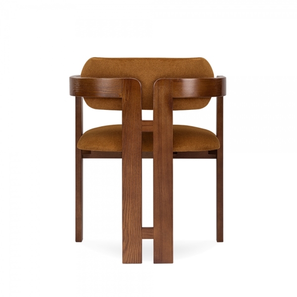 Hallie Carver Dining Chair, Caramel Sustainable Mohair Velvet