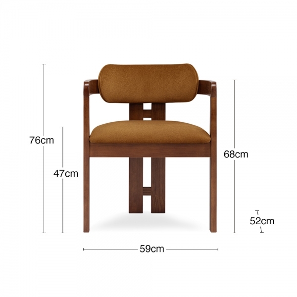 Hallie Carver Dining Chair, Caramel Sustainable Mohair Velvet