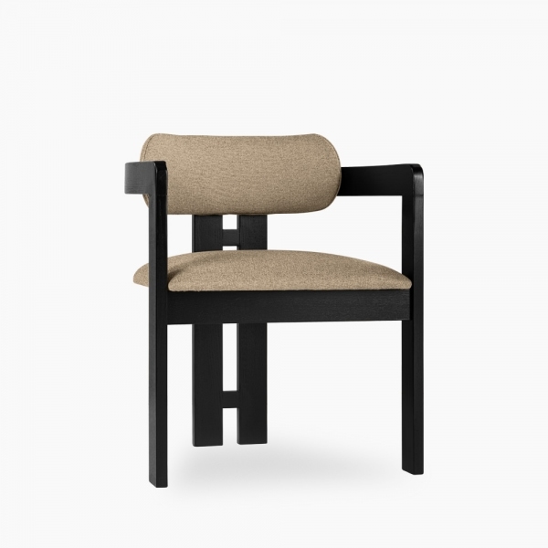 Hallie Carver Dining Chair, Latte Sustainable Fabric