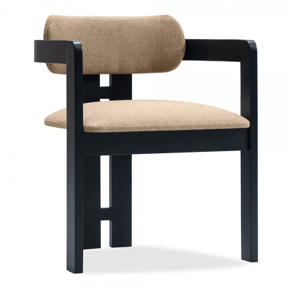 Hallie Carver Dining Chair, Latte Sustainable Fabric