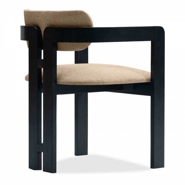 Hallie Carver Dining Chair, Latte Sustainable Fabric
