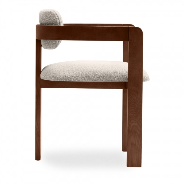 Hallie Carver Dining Chair, Speckled Stone Sustainable Boucle