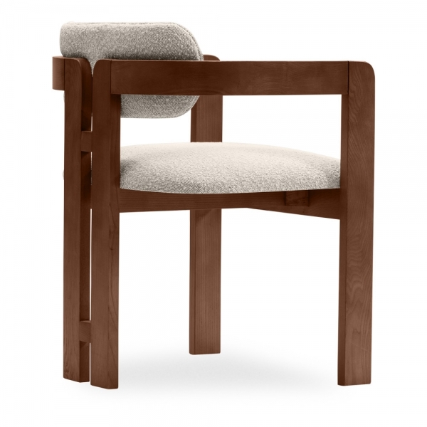 Hallie Carver Dining Chair, Speckled Stone Sustainable Boucle