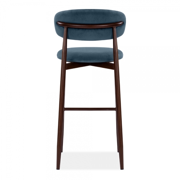 Halston Bar Stool, Dust Blue Sustainable Velvet
