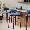 Halston Bar Stool, Dust Blue Sustainable Velvet