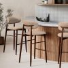 Halston Bar Stool, Latte Sustainable Fabric
