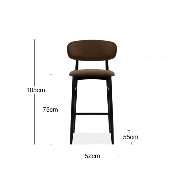 Halston Bar Stool, Mocha Brown Sustainable Velvet