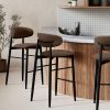 Halston Bar Stool, Mocha Brown Sustainable Velvet