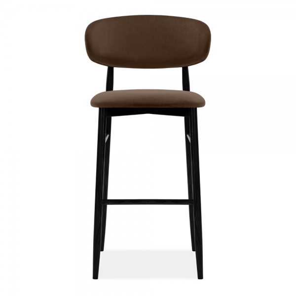 Halston Bar Stool, Mocha Brown Sustainable Velvet
