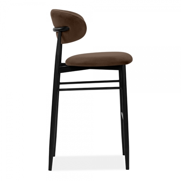 Halston Bar Stool, Mocha Brown Sustainable Velvet